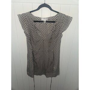 Motherhood Maternity Black Dot Flutter Sleeve Business Casual Tunic - Large